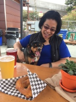 Judy and Bodhi at my neighborhood beer garden. Lucky dog!
